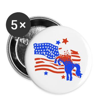 Einhorn amerikanische Flagge 4. Juli - Buttons groß 56 mm (5er Pack) - Weiß - Vorne