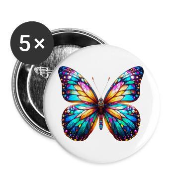 Papillon - Lot de 5 grands badges (56 mm) - blanc - Devant