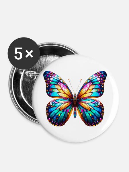 Schmetterling - Buttons groß 56 mm (5er Pack) - Weiß