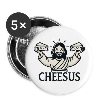 Cheesus Jesus Christian Drôle de fromage Faith - Lot de 5 grands badges (56 mm) - blanc - Devant