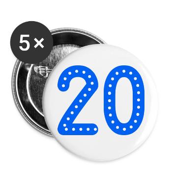 20. 20 YEARS. 20th ANNIVERSARY. 20 YEARS ANNIVERSARY. - Buttons large 2.2''/56 mm (5-pack) - white - Front