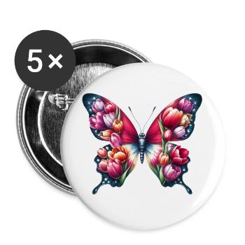 Butterfly tulip tulips Holland - Buttons large 2.2''/56 mm (5-pack) - white - Front