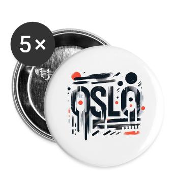 Oslo Norvège Norge Norwegen - Lot de 5 grands badges (56 mm) - blanc - Devant
