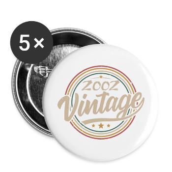 2002 Vintage 2002 Geburtstagsgeschenk - Retro Stil 2002 - Buttons groß 56 mm (5er Pack) - Weiß - Vorne
