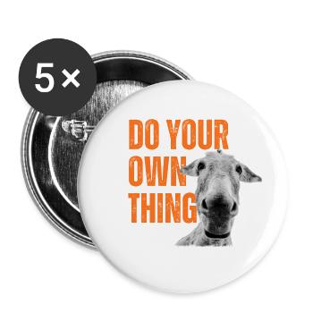 Esel - do your own thing - Buttons groß 56 mm (5er Pack) - Weiß - Vorne