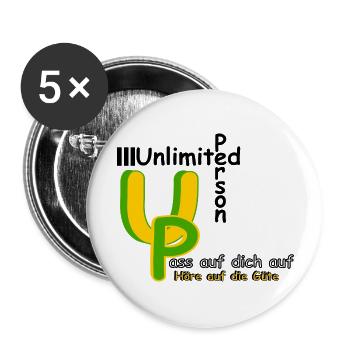 Pass auf dich auf höre auf die Güte - Buttons groß 56 mm (5er Pack) - Weiß - Vorne