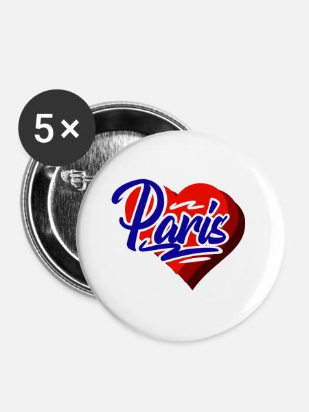 Paris - Buttons groß 56 mm (5er Pack) - Weiß