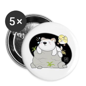 Dog Korean - Japanese Style 08 - Buttons large 2.2''/56 mm (5-pack) - white - Front