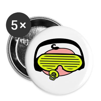 Cool DJ Sucette Bébé Mixer Musique de fête - Lot de 5 grands badges (56 mm) - blanc - Devant