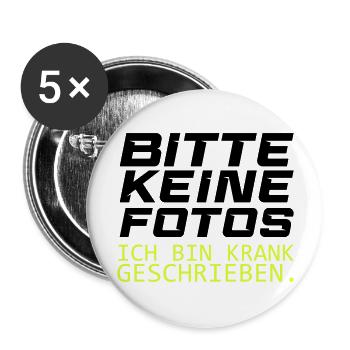 bitte keine fotos - Buttons groß 56 mm (5er Pack) - Weiß - Vorne