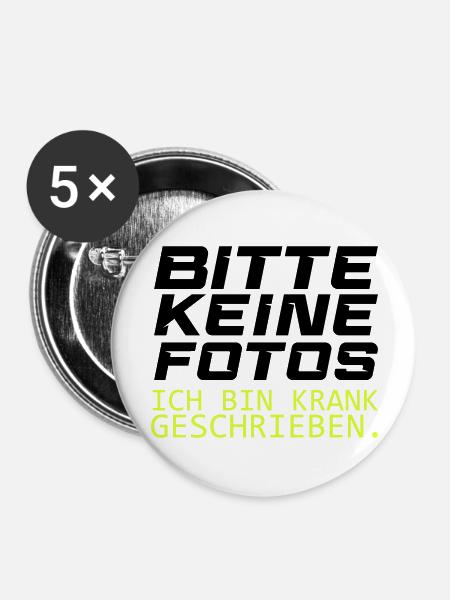 bitte keine fotos - Buttons groß 56 mm (5er Pack) - Weiß