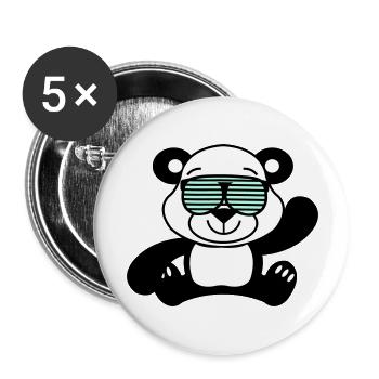 Panda Ours Cool - Lot de 5 grands badges (56 mm) - blanc - Devant