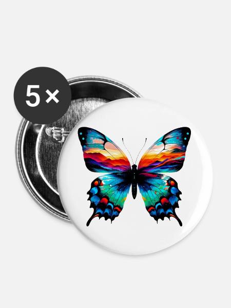 Schmetterling - Buttons groß 56 mm (5er Pack) - Weiß