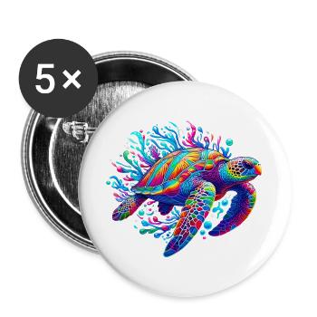 Turtle - Buttons large 2.2''/56 mm (5-pack) - white - Front