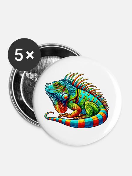 Leguan - Buttons groß 56 mm (5er Pack) - Weiß
