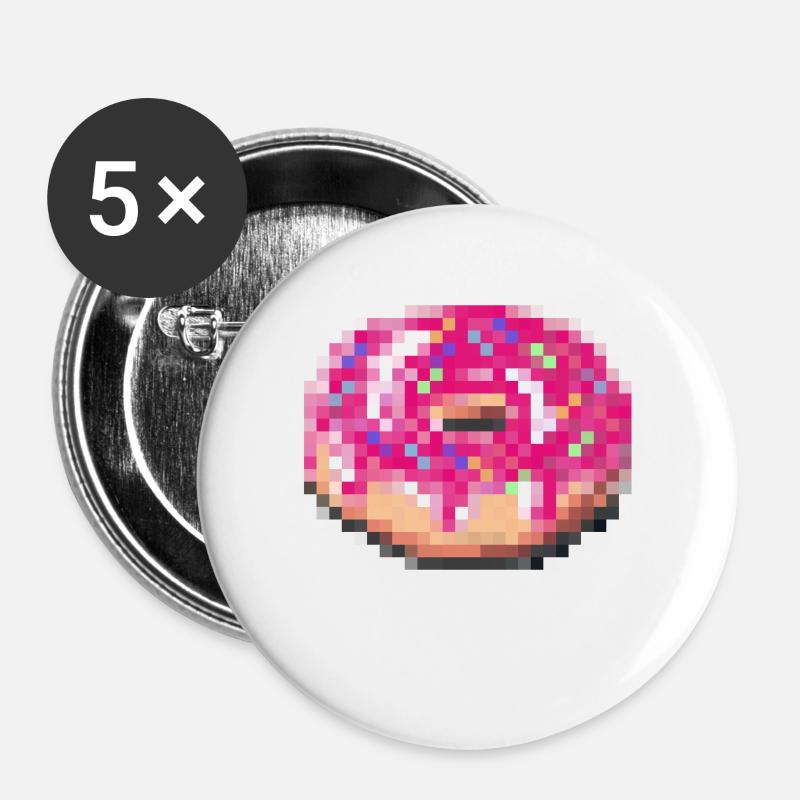 Donut touch me white funny pixel - Buttons large 2.2''/56 mm (5-pack) - white