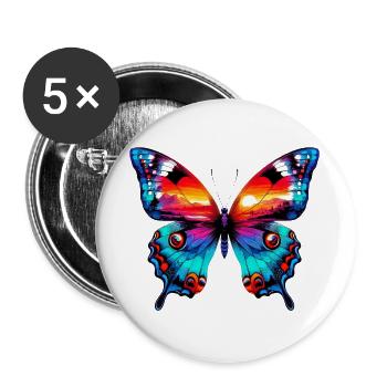 Schmetterling - Buttons groß 56 mm (5er Pack) - Weiß - Vorne