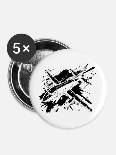 Luftfahrzeug - Buttons groß 56 mm (5er Pack) - Weiß