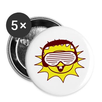 Party Sonne Sommer Spaß Gesicht Cool Musik Club - Buttons groß 56 mm (5er Pack) - Weiß - Vorne