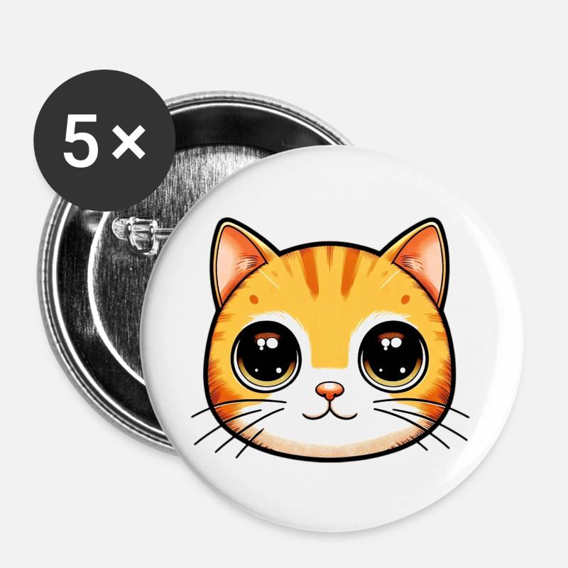 Katze - Buttons groß 56 mm (5er Pack) - Weiß