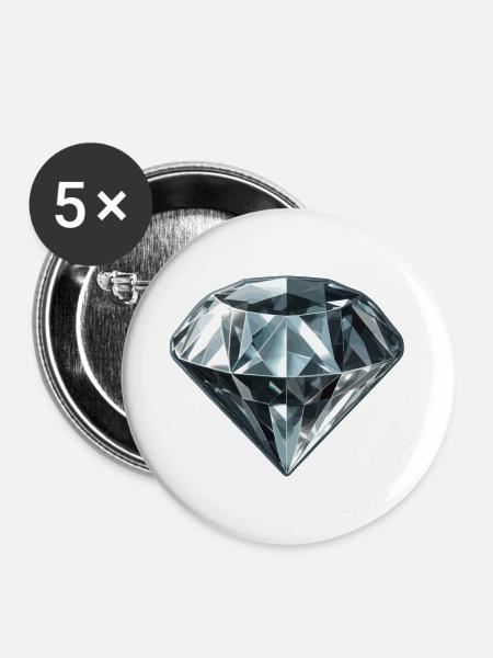Kostbarer Diamant Edelstein - Buttons groß 56 mm (5er Pack) - Weiß