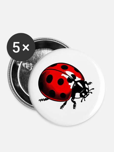 Marienkäfer - Buttons groß 56 mm (5er Pack) - Weiß