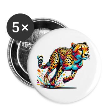 Guépard - Lot de 5 grands badges (56 mm) - blanc - Devant