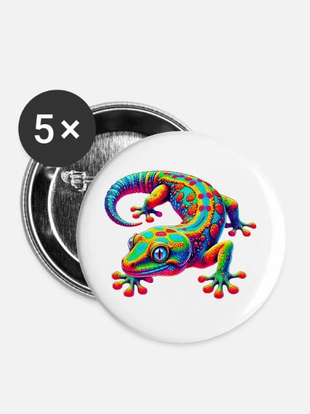 Gecko - Buttons groß 56 mm (5er Pack) - Weiß