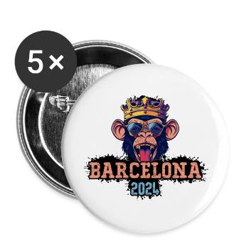 Barcelone 2024 Singe de fête - Lot de 5 grands badges (56 mm) - blanc - Devant