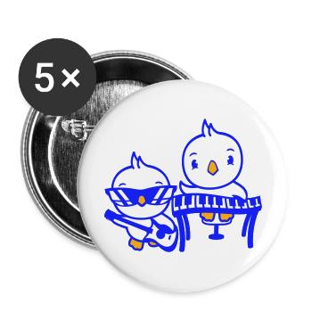2 Chicks Birds Ducks Ribbon Cute Two Friends Team - Buttons large 2.2''/56 mm (5-pack) - white - Front