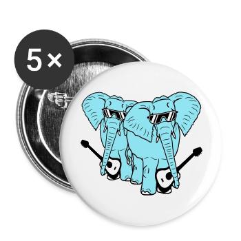 2 Gitarren Elefanten Süße Zwei Freunde Band Team - Buttons groß 56 mm (5er Pack) - Weiß - Vorne