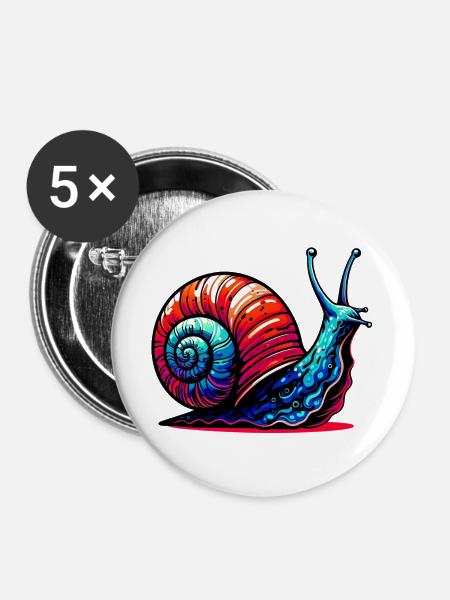 Schnecke - Buttons groß 56 mm (5er Pack) - Weiß