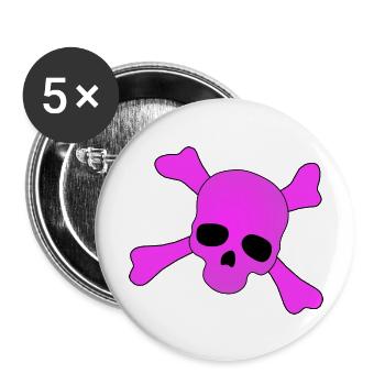 Pink Skull - Buttons large 2.2''/56 mm (5-pack) - white - Front