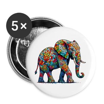 Éléphant - Lot de 5 grands badges (56 mm) - blanc - Devant