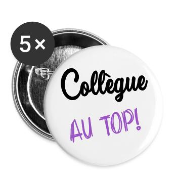 RETRAITE. RETRAITE. RETRAITEE. BONNE RETRAITE - Lot de 5 grands badges (56 mm) - blanc - Devant