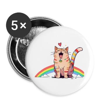 Happy Cat - Buttons large 2.2''/56 mm (5-pack) - white - Front