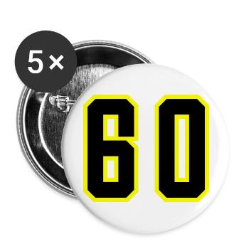 60 Zahl Trikot - Buttons groß 56 mm (5er Pack) - Weiß - Vorne