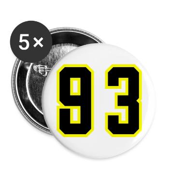 93 Zahl Trikot - Buttons groß 56 mm (5er Pack) - Weiß - Vorne