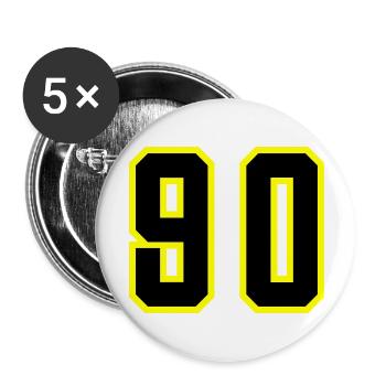 90 Zahl Trikot - Buttons groß 56 mm (5er Pack) - Weiß - Vorne