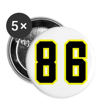 86 Zahl Trikot - Buttons groß 56 mm (5er Pack) - Weiß - Vorne