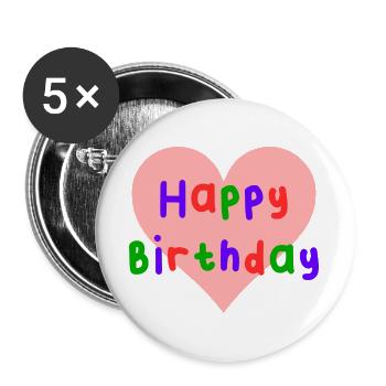HAPPY BIRTHDAY. HAPPY BIRTHDAY. ANNIVERSARY. - Buttons large 2.2''/56 mm (5-pack) - white - Front