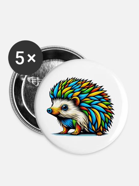 Igel - Buttons groß 56 mm (5er Pack) - Weiß