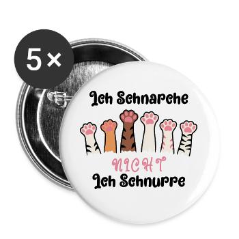 Lustiger Spruch Ich Schnarche nicht, ich schnurre - Buttons groß 56 mm (5er Pack) - Weiß - Vorne