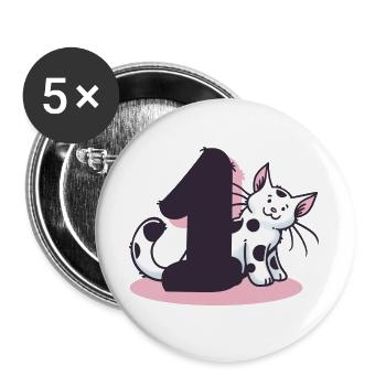 Cat Number 1 - Buttons large 2.2''/56 mm (5-pack) - white - Front