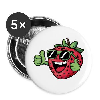 Partying Strawberry Costume for Boys and Girls - Lot de 5 grands badges (56 mm) - blanc - Devant
