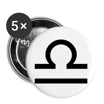 Sternzeichen Waage, exklusives T-Shirt Design - Buttons groß 56 mm (5er Pack) - Weiß - Vorne