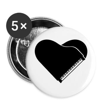 J’aime piano piano coeur instrument de musique amour - Lot de 5 grands badges (56 mm) - blanc - Devant