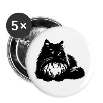 Ragdoll Katze - Buttons groß 56 mm (5er Pack) - Weiß - Vorne