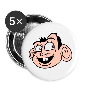 Affe Gesicht Süßer Niedlicher Kopf Lacht Glücklich - Buttons groß 56 mm (5er Pack) - Weiß - Vorne