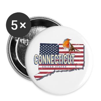 Connecticut United States Retro Map - Buttons large 2.2''/56 mm (5-pack) - white - Front